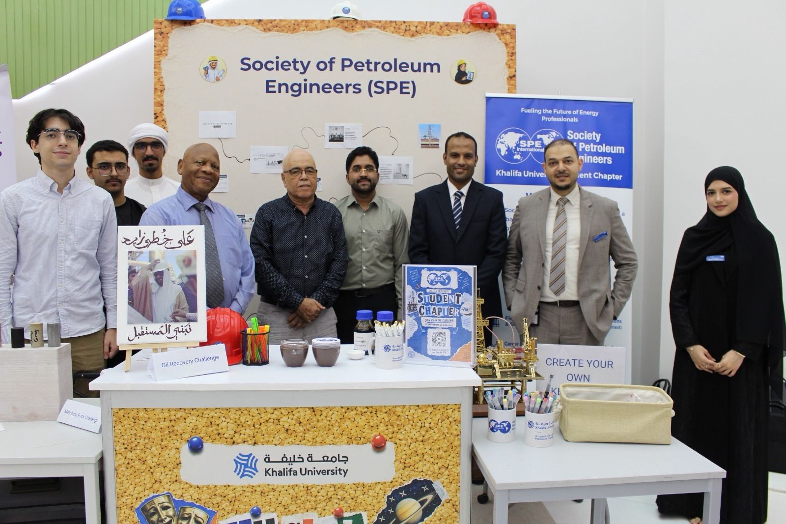 KU SPE team welcoming students at Khalifa University Club Fair 2026