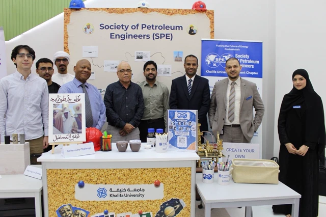 KU SPE team welcoming students at Khalifa University Club Fair 2026